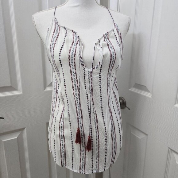 Rails Liv Braided Stripe Cami Tank Top Small White Stripe Keyhole Racerback Boho - Picture 6 of 13